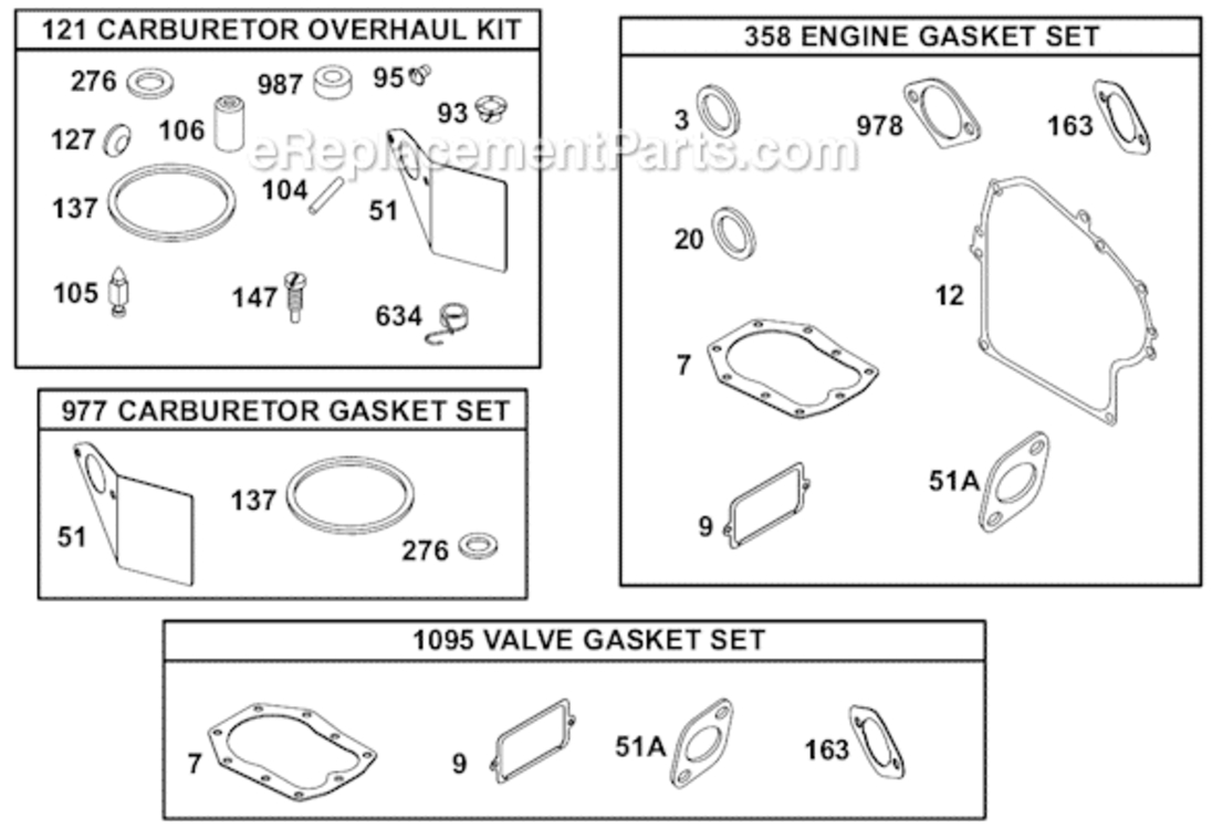 Page J Diagram and Parts List for 19A400  Briggs and Stratton Engine